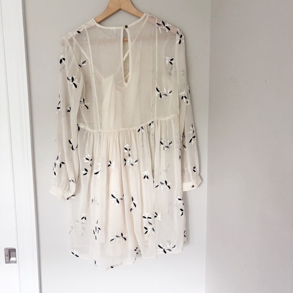 Anthropologie Feather and Bone cream dress sz. 8 - Picture 6 of 6